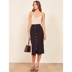 Reformation Jeans Rosie Ribbed Knit Middi Skirt Sz M Bodycon, Closet Staple